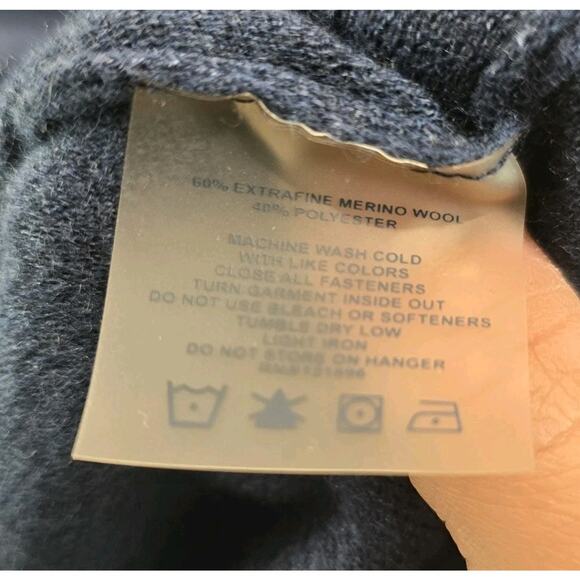 Title Nine Dress Womens XS Blue Stripe Sweater Long Super Power Zip Merino Wool - Picture 10 of 13